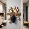 Vægkrog med Hundepoteform Nøgleholder Træ med Rustfri Metal Kroge Organizer til Nøgler Kæledyrssnorer Tørklæder Små Genstande