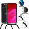 Coque - E.F.CONNECTION - pour iPhone 15 Pro - Ultra-transparente - Anti-traces de doigts - Bandoulière noire