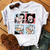 Fashion Cute Disney Mickey Minnie Cartoon Graphic Printed Women T-Shirt Casual O-Neck Short Sleeves Streetwear Female Tops Tees