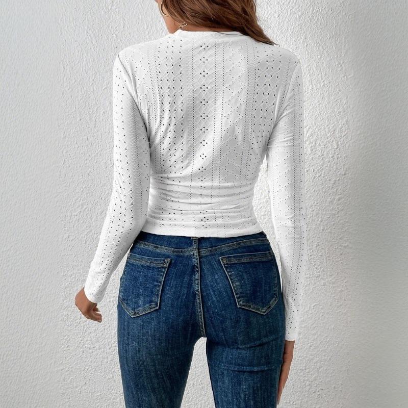 Damen Herbst- und Winter Einfache und Vielseitige T-Shirts, Modische Altersreduzierende Figurbetonende Langarm-Tops