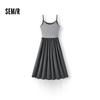 Semir Women's Summer Spliced Faux Two-piece Suspender Long Dress