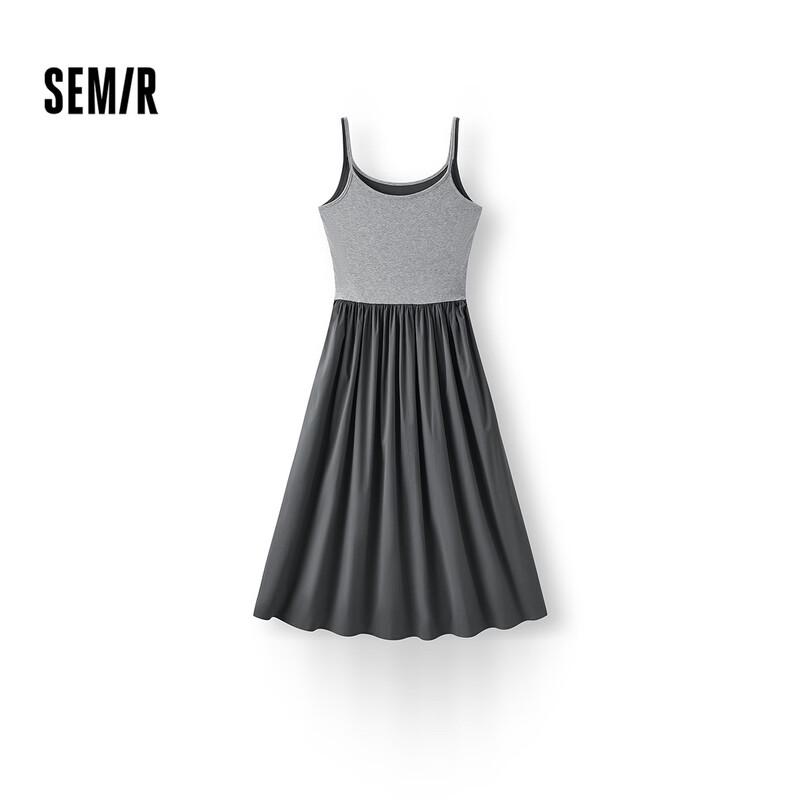 Semir Women's Summer Spliced Faux Two-piece Suspender Long Dress