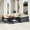 VidaXL 12-Piece Garden Sofa Set with Cushions In Black Poly Rattan and Acacia 3361910