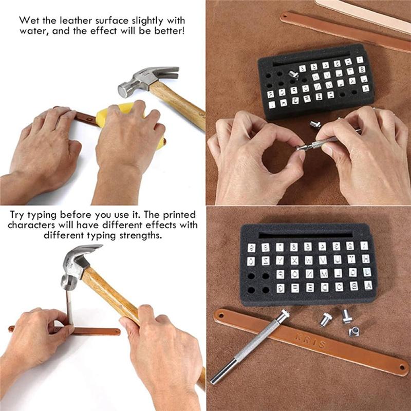 M-Modern-38 PCS Leather Stamping Tools, Alphabet Leather Stamping Kit With Rubber Hammer, For Leather Working(6Mm)
