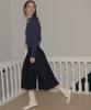 SALON DE YOHN Side Slit Pleated Midi Skirt_ Navy