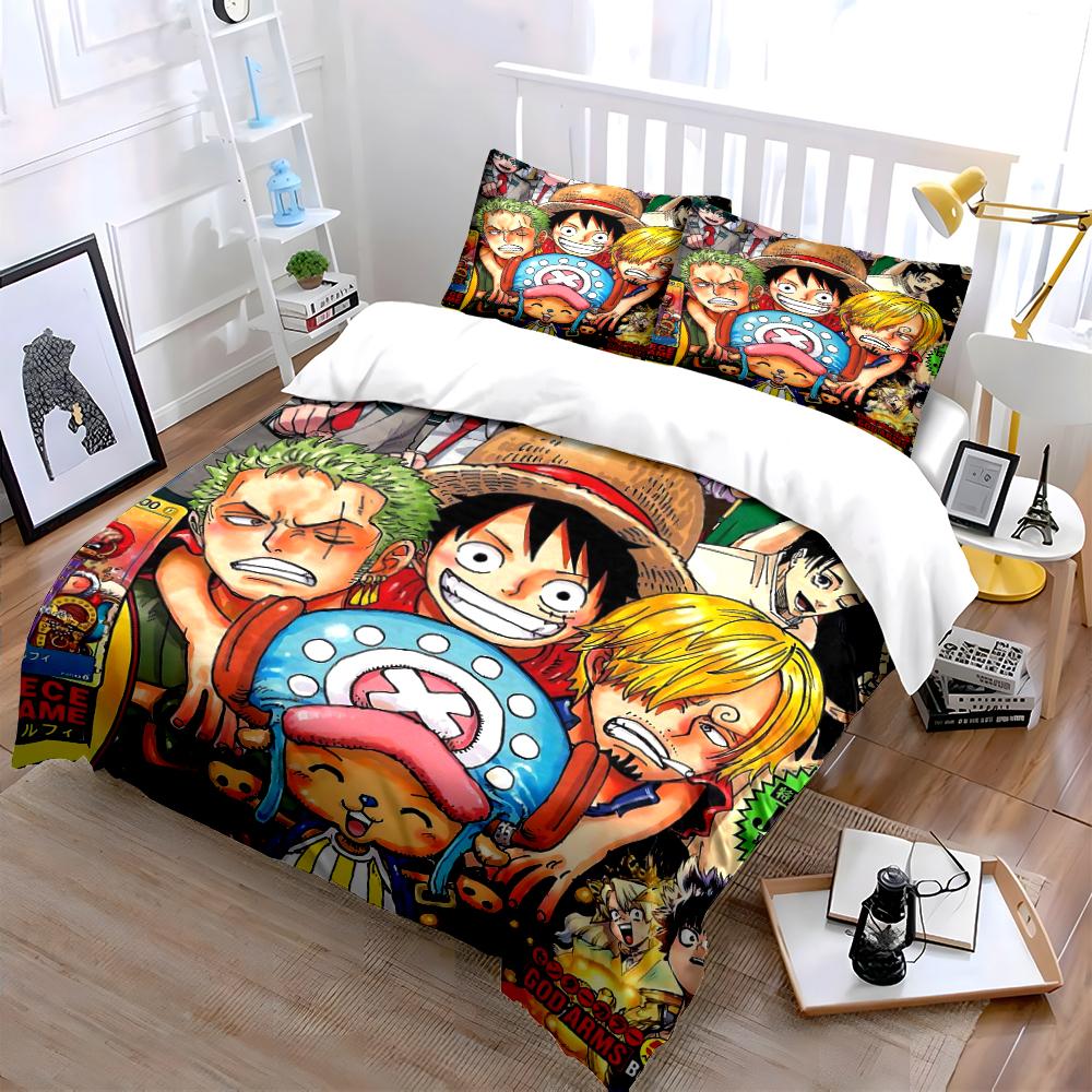 One Piece Anime Bedding Set Bedding Set (1 Duvet Cover, 2 Pillowcases, Duvet Not Included)