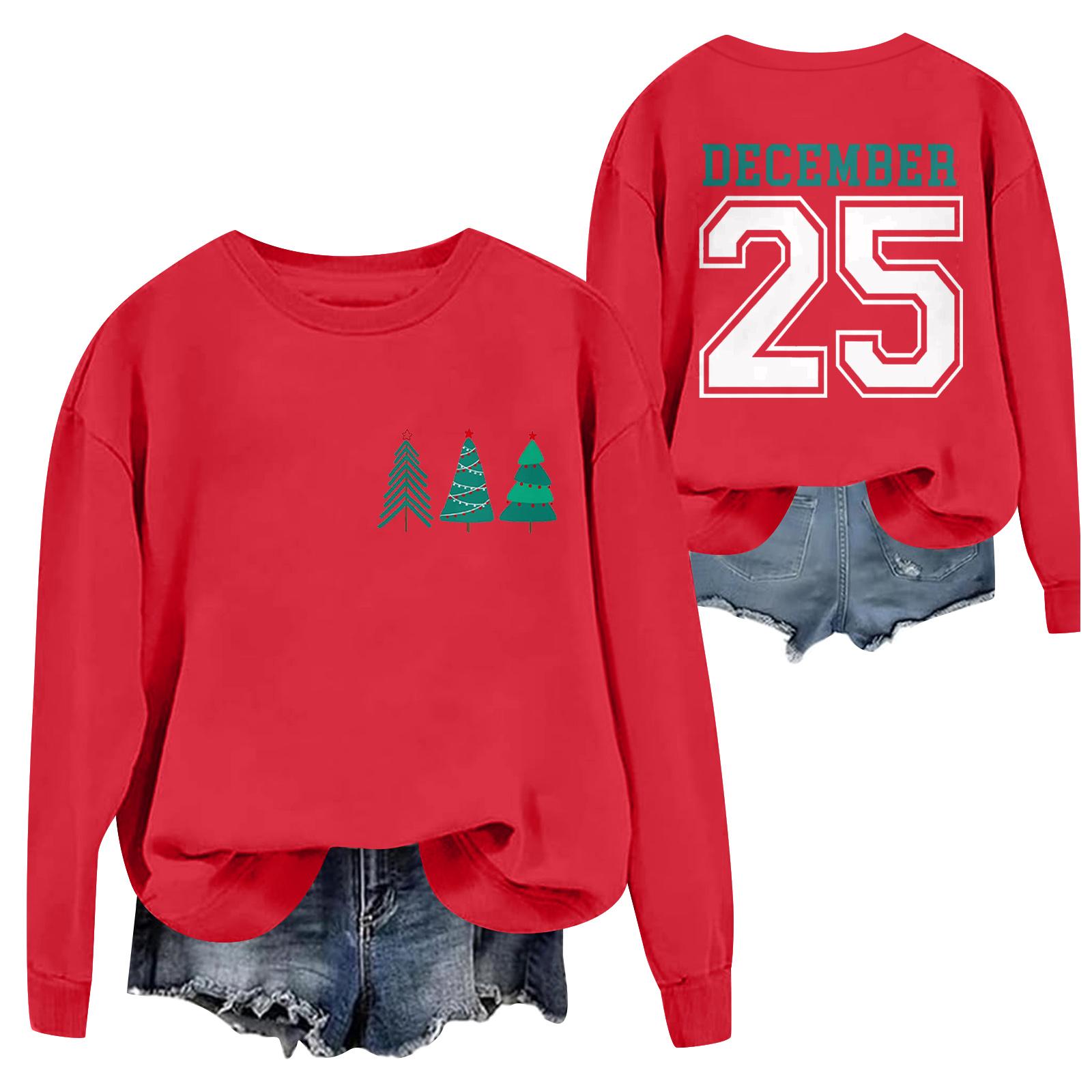 

Рождественские футболки и толстовки, женские толстовки, толстовки-пуловеры с длинным рукавом, женские топы с длинным рукавом XL красный