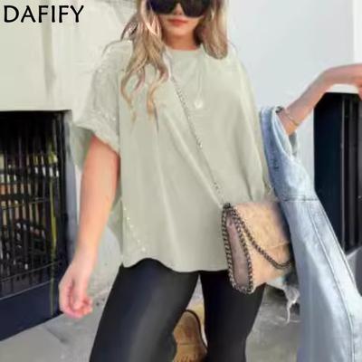 Damenmode, lässig, Sommer, Frühling, einfarbig, bedruckt, kurzärmelig, O-Ausschnitt, Blusen und Hemden