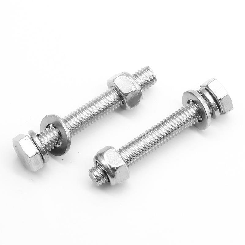 Hexagon Head Bolts and Lock Nuts Washers Set Stainless Steel Hex Head Screws With Locknut Kit Spring Washers M4 M5 M6 M8 M10 M12