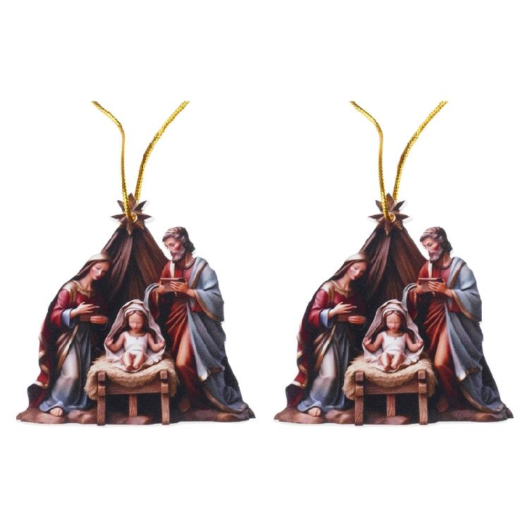 2pcs Acrylic Wall Decors Smooth Surfaces Nativity Scene Pendant Easy To Clean For Stylish Indoor Environment Accessories