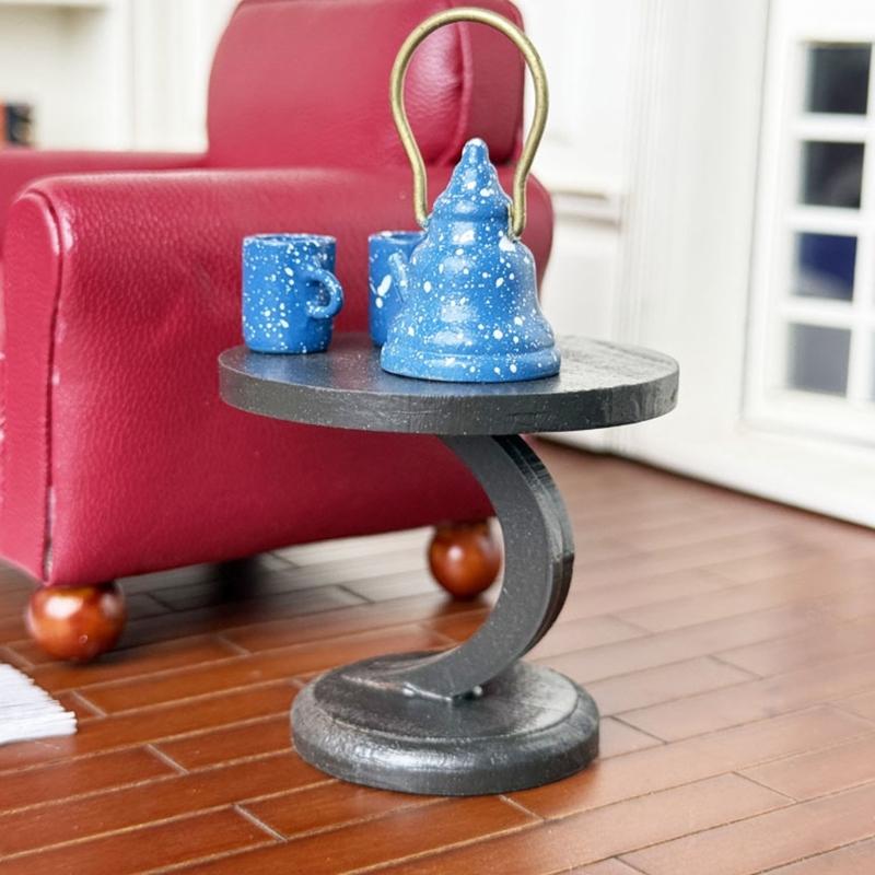 Miniature Round End Table 1/12 Scale for Dollhouses Living Room and Dining Room Furniture Display Accessories Room Decors
