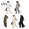 Lightweight Casual Outfit Women's Two-Piece Oversized 3/4 Sleeve Pullover Top And Spring Autumn Fashion Wide Leg Pants Set Fall Loose Lounge
