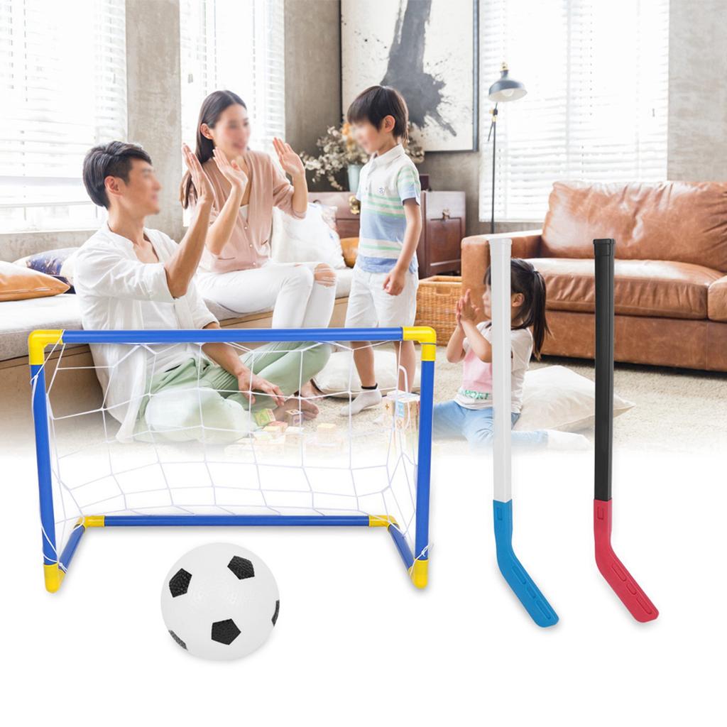 Children Sports Ice Hockey Soccer Goals Balls Pump Practice Game Toy Set