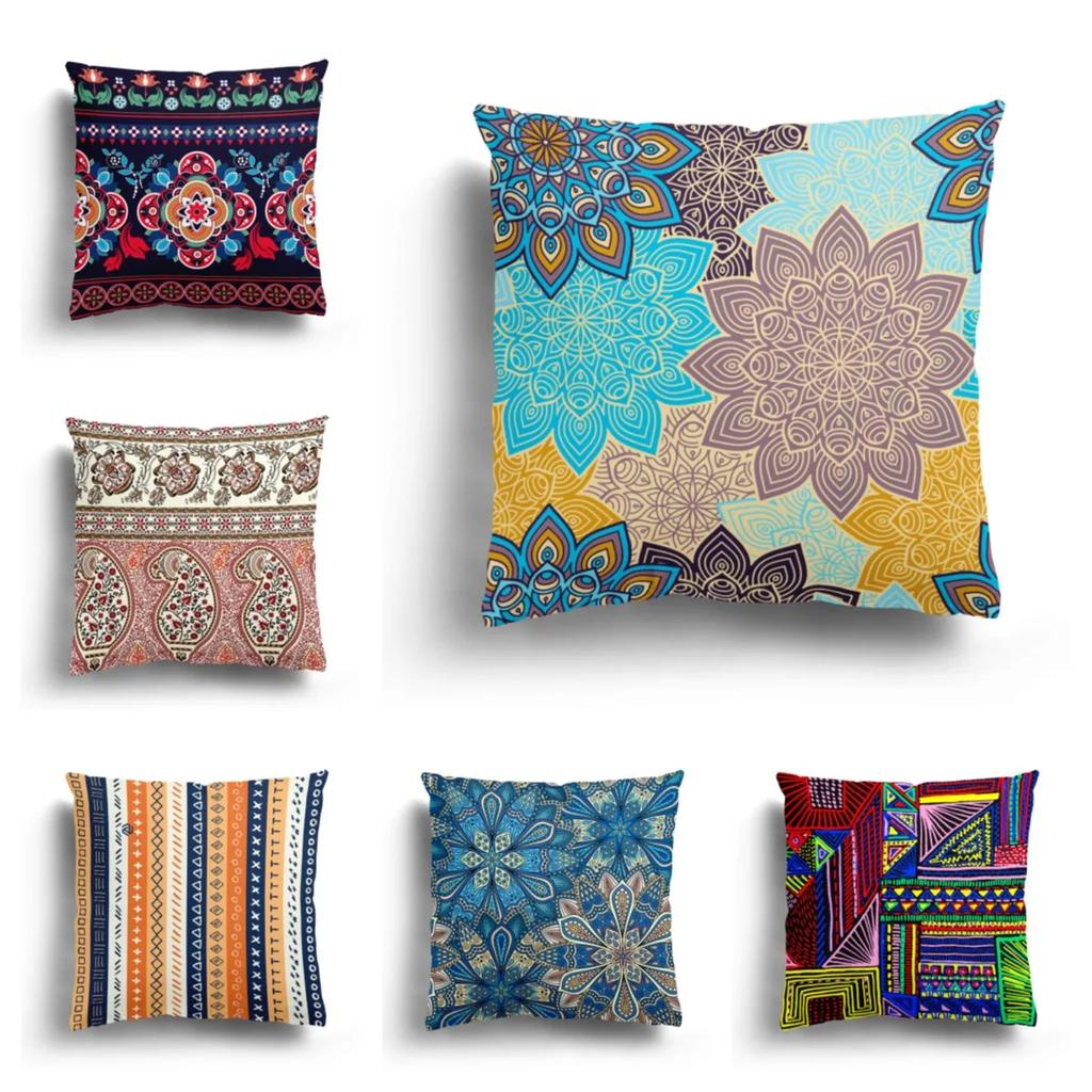 Retro Ethnic Totem Plush Pillowcase Home Sofa Cushion Cover Cartoon Pattern