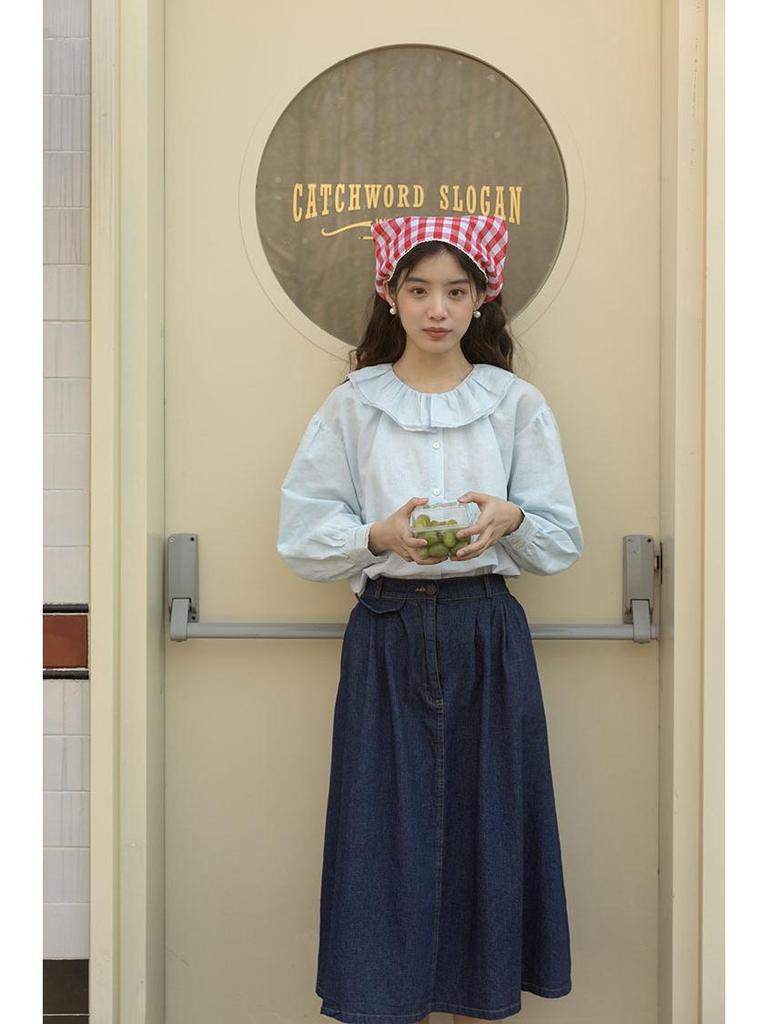 Women's Literary Lace Collar Long Sleeve Shirt: College Forest Style for 2026 Spring/Autumn