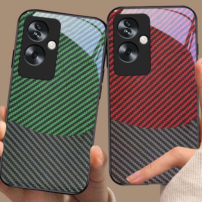 Dwukolorowe Paski Dla Oppo A79 5G 58 78 74 60 4G Reno 11F Realme GT 6 11 Note 50 10 C55 X2 Szkło Hartowane Czarne Etui na Telefon