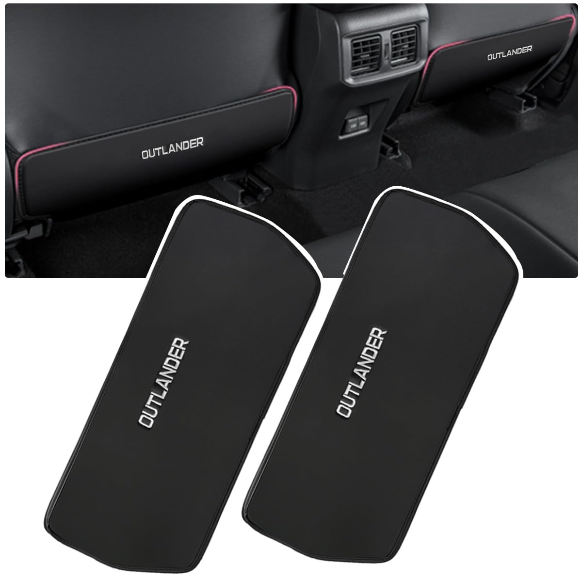 

MiJuduo Kick Guards for Mitsubishi Outlander PHEV GN0W Scratch and Stain Embroidered Seat Back Seat Back Rear Seat Kick Scratch Easy Set (GN Series), чёрный