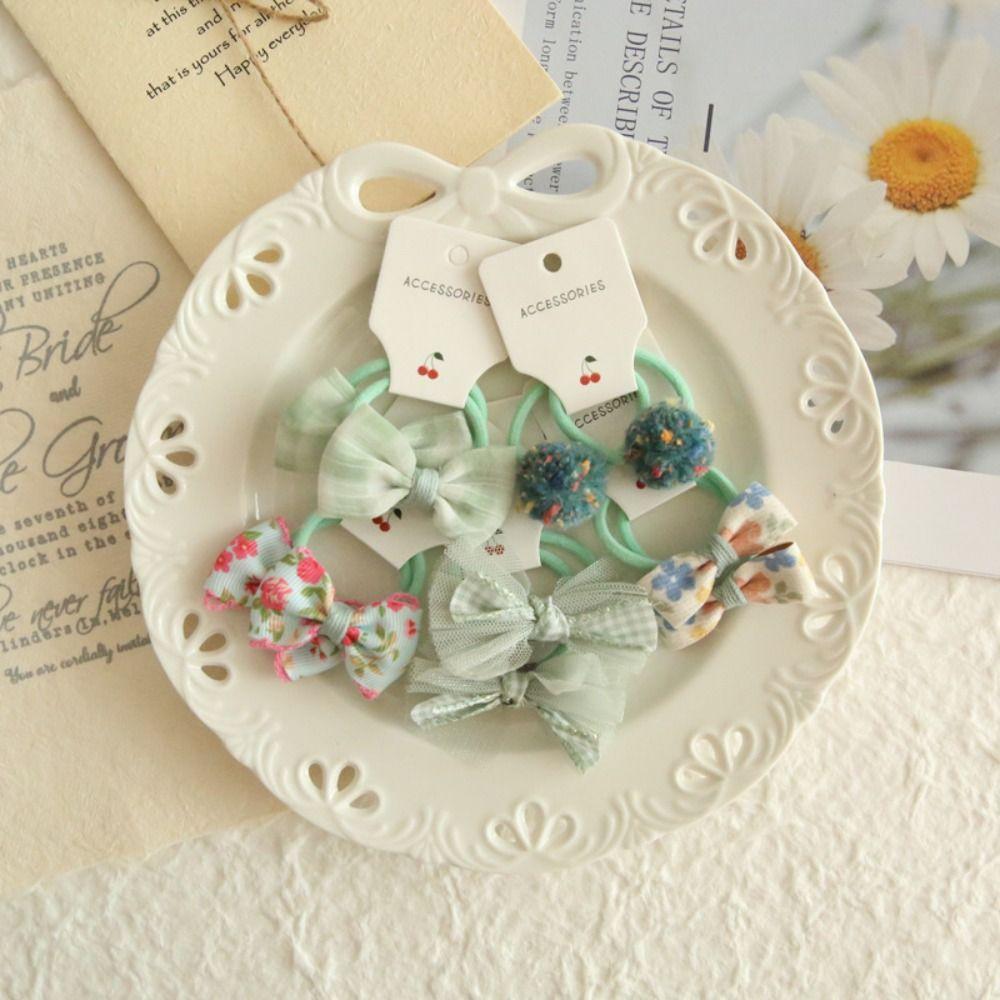 10Pcs Cute Elastic Rubber Band Kids Girls Bows Flower Headdress Scrunchies Hair Ties Bowknot
