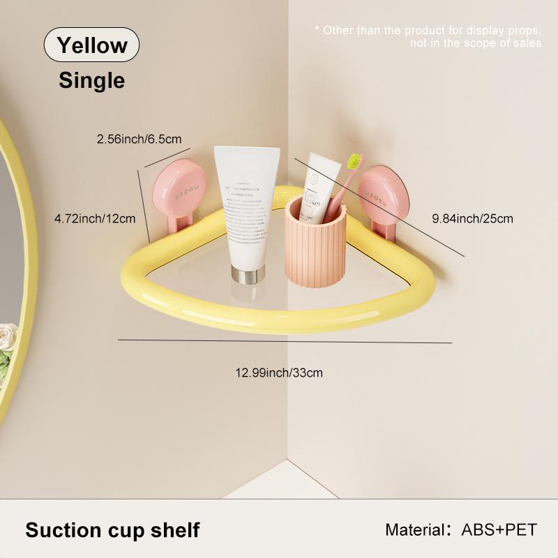 

UFORU Полка-треугольник в стиле дофамин на присосках – Настенный органайзер для ванной без сверления для геля для душа жёлтый