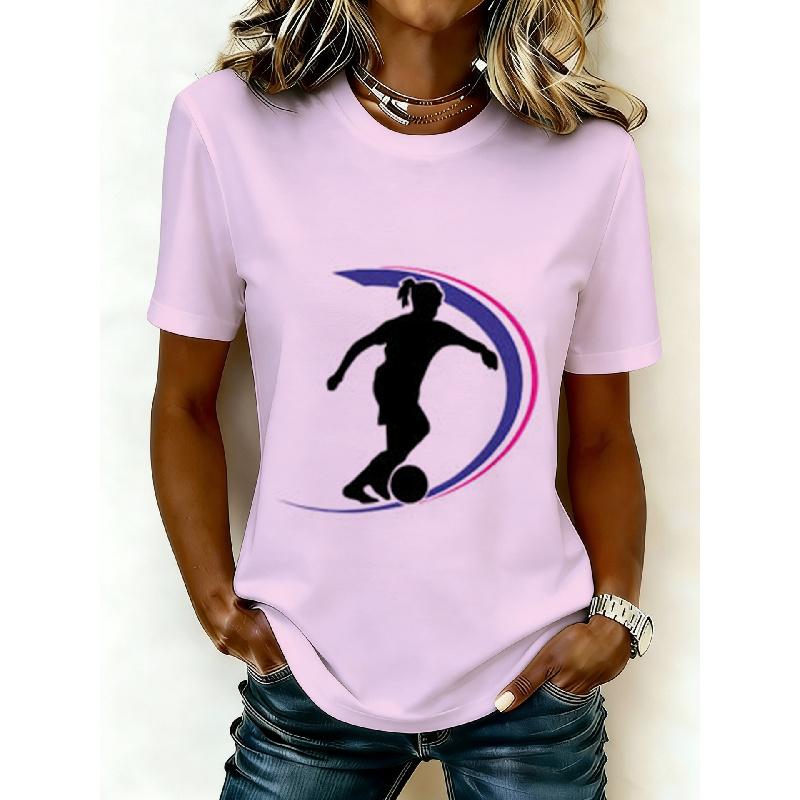 2026 Casual Women's Short-Sleeve T-Shirt with USA-Canada-Mexico World Cup Football Match Print