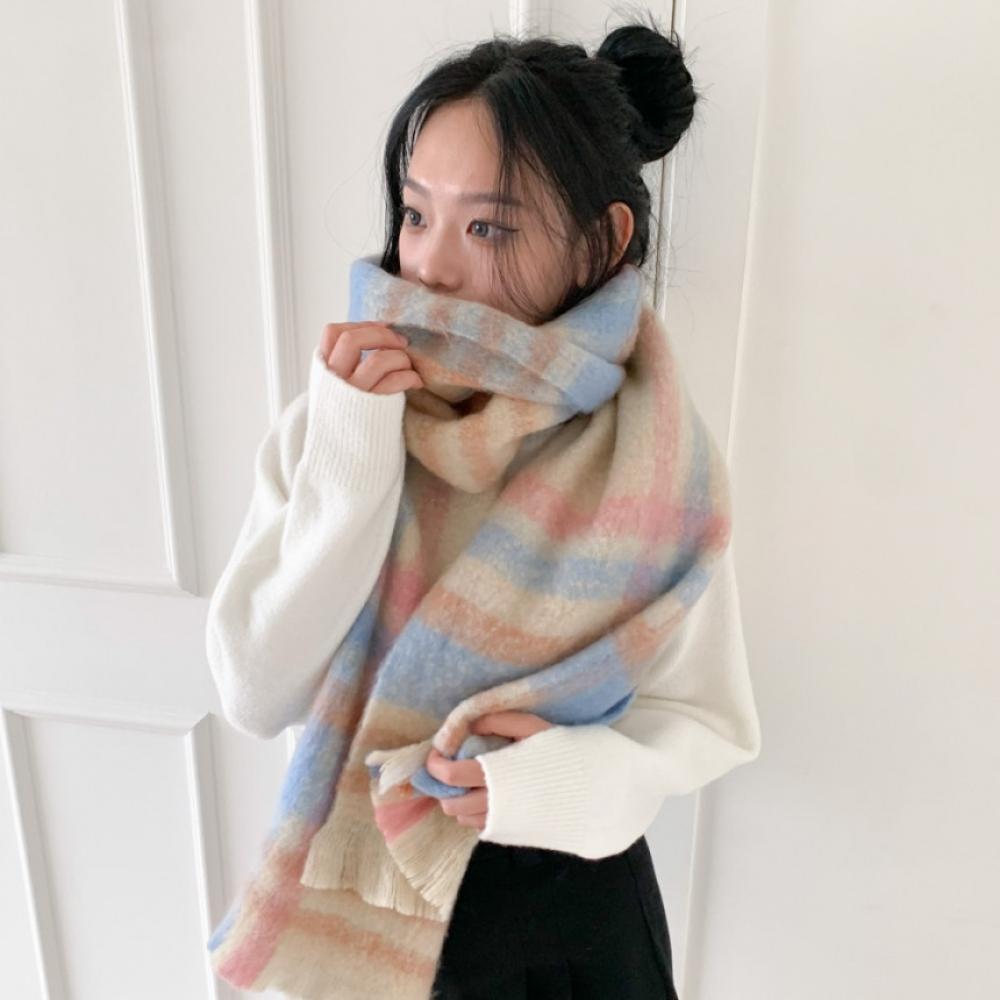 

Длинный кашне Blue City в сладкую клетку, теплая зимняя шаль