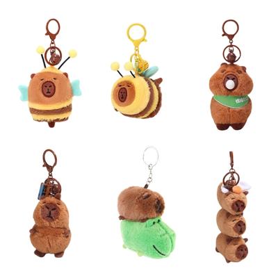 Fashionable Elegant Color Capybaras Keychain Charm Lovely Dress Up Sturdy Plush Pendant for Bags and Keys Decoration