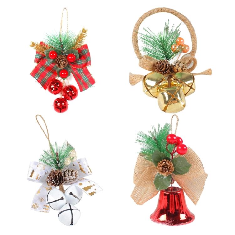 Christmas Bells Bowknot Hanging Ornament for Tree Car Christmas Decorations 2023