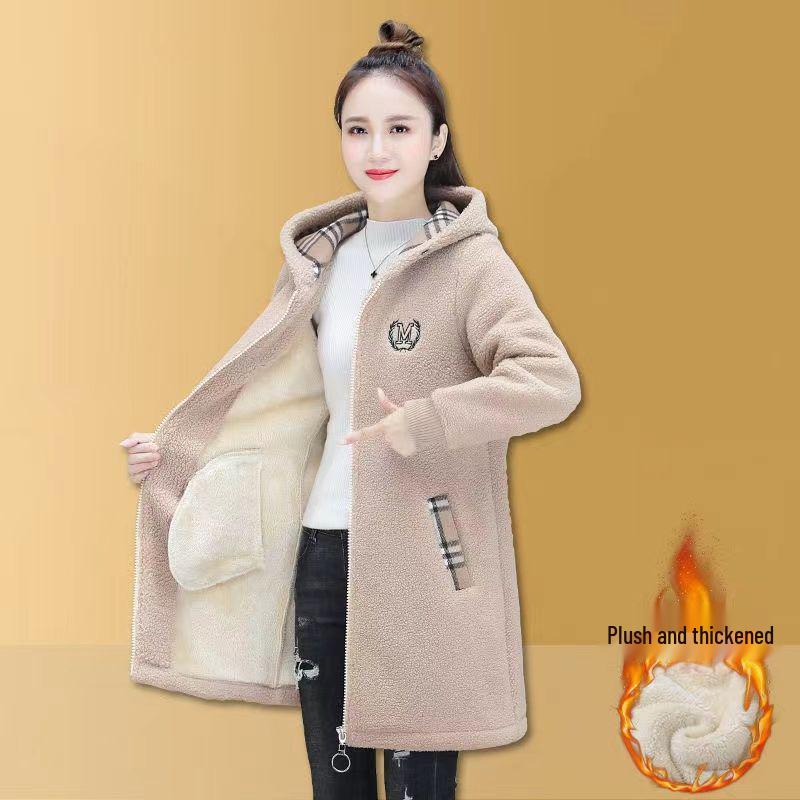 

Женское зимнее пальто миди из овечьей шерсти большого размера - Мода, омолаживающая 2XL