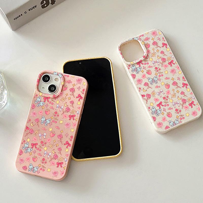 Nárazuvzdorný matný kryt na telefon ze pšeničné slámy pro iPhone 15 13 16 11 12 14 Pro Max XR XS X 6 7 8 Plus SE Kawaii měkký ochranný kryt