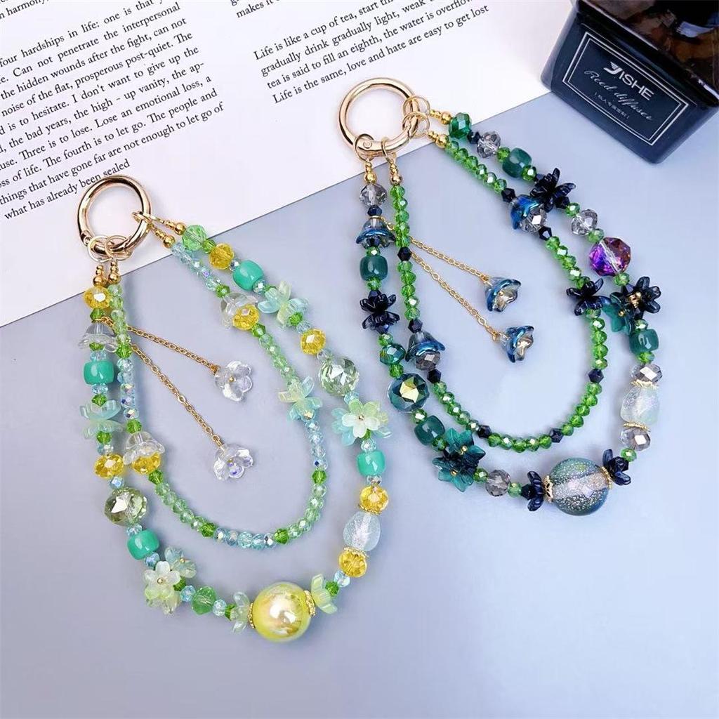 High-End Handmade Crystal Beaded Phone Chain Pendant Keychain for Women