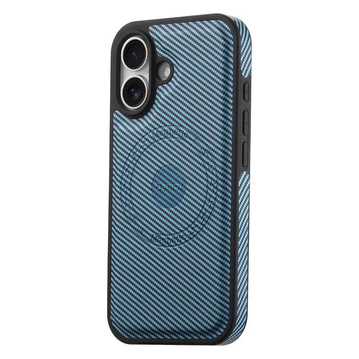 DENIOR For iPhone 16 Case Compatible with MagSafe Carbon Fiber Texture Leather Back Cover B