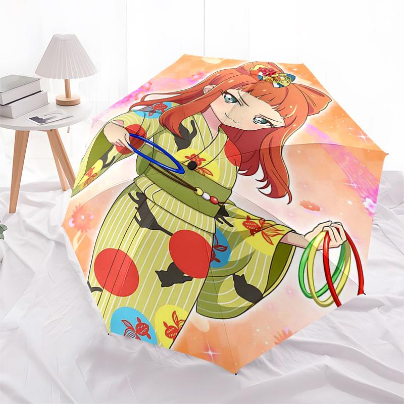 

1pc Kagamine Len Inspired Outdoor Umbrella - Automatic Opening/Closing, Portable 3-Fold Design with 8-Rib Iron Frame - Perfect Gift for Fans, Traveler