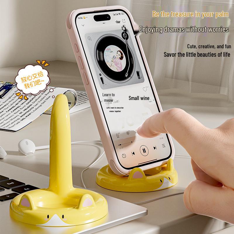 Multifunctional Cute Cat Phone Holder - Portable Desktop Stand for Lazy Viewing
