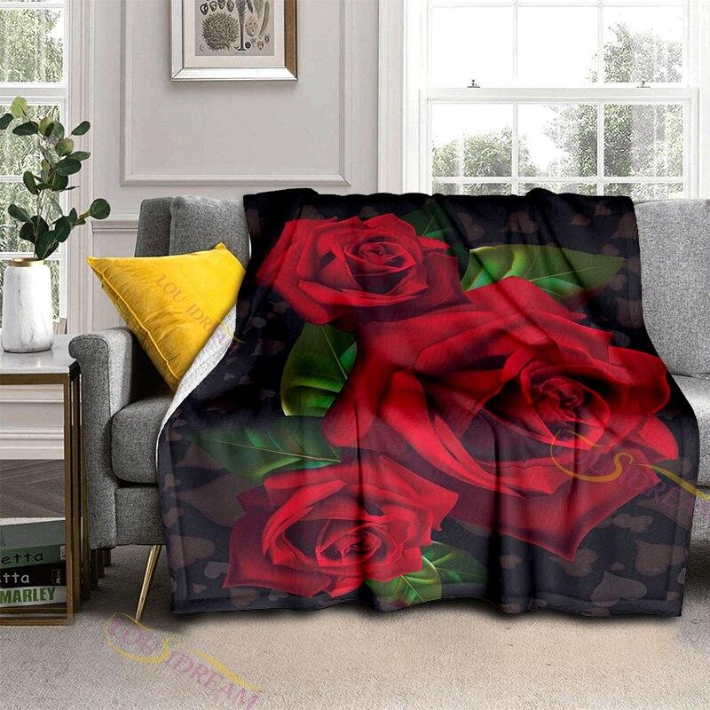 Valentýn Láska Růžová Deka Měkký flanel Fleece Teplý Lehký přehoz Deky Dospělí do postele Pohovka Deka Přehoz přes postel