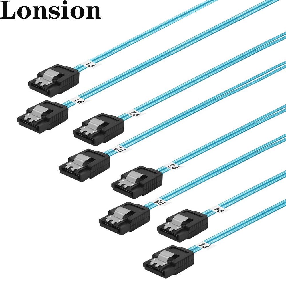 Câble de disque dur tressé 4-SATA vers 4-SATA 4.0 180°