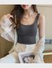 Women's Knitted Wide-Strap Sports Vest with Chest Pads - Strapless Base Top for Spring & Summer