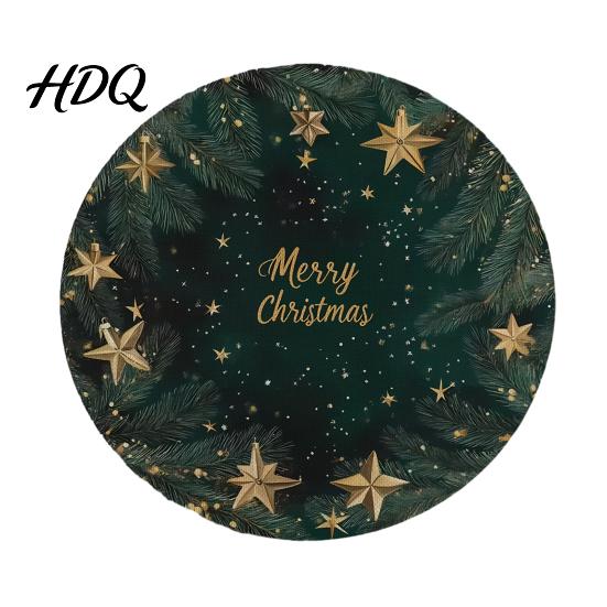 Round Christmas Placemat Placemat 14 Inch Festive Pattern Anti Slip Tabletop Protector Tableware Heat Insulation Place Mat for Dining Table Kitchen