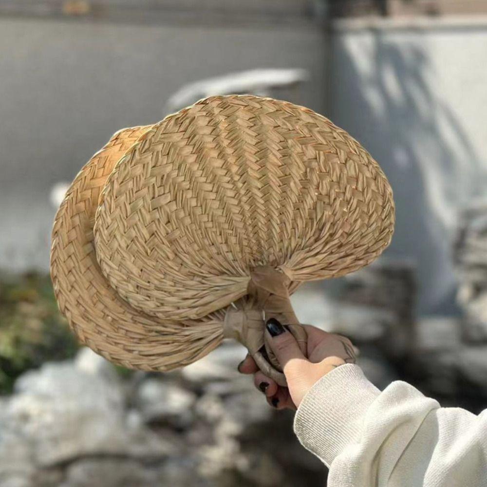 

Летние вентиляторы ручной работы в форме сердца DIY Бамбуковый тканый вентилятор Соломенные тканые вентиляторы Охлаждающий банановый вентилятор