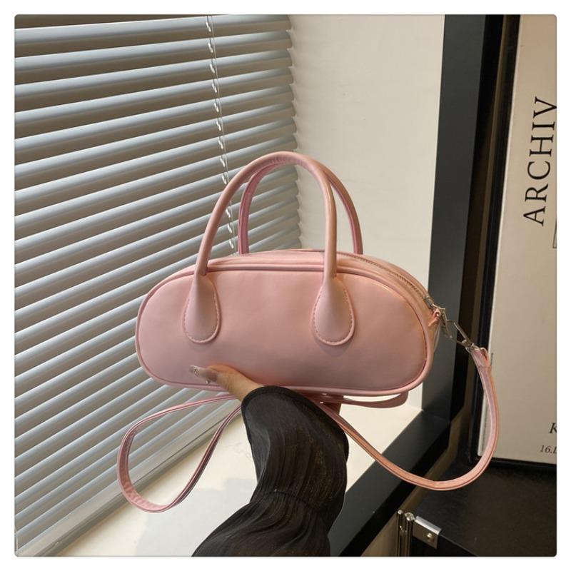 Niche simple solid color bowling bag new retro pillow bag versatile commuter portable shoulder messenger bag