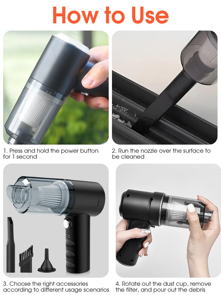 1PC Portable Car Vacuum Cleaner 5500Pa Blowable Cordless Handheld Auto Vacuums Dual Use Mini Vacuum Cleaner For Car Home