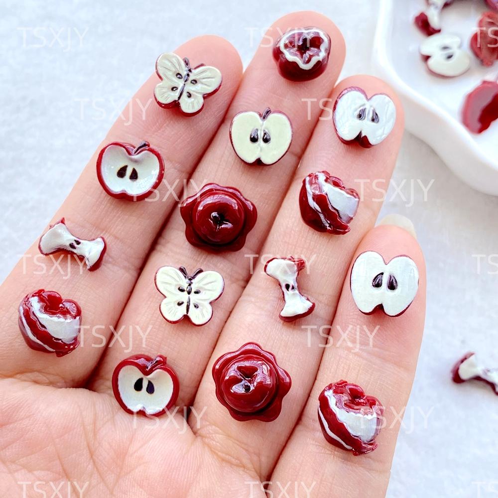 

50Pcs New Mixed Nail Art Cute Mini Christmas Red Apples Charms Rhinestones DIY Craft For Nail 3D Decorations