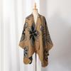Knitted Shawl Wrap for Women Soft Warm Vintage Open Front Poncho Cape Casual Oversized Shawls Cardigan Poncho Blanket Women's Lightweight Shawl Scarf