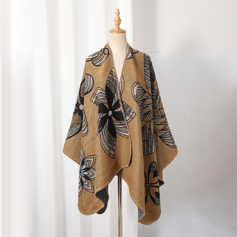 Knitted Shawl Wrap for Women Soft Warm Vintage Open Front Poncho Cape Casual Oversized Shawls Cardigan Poncho Blanket Women's Lightweight Shawl Scarf