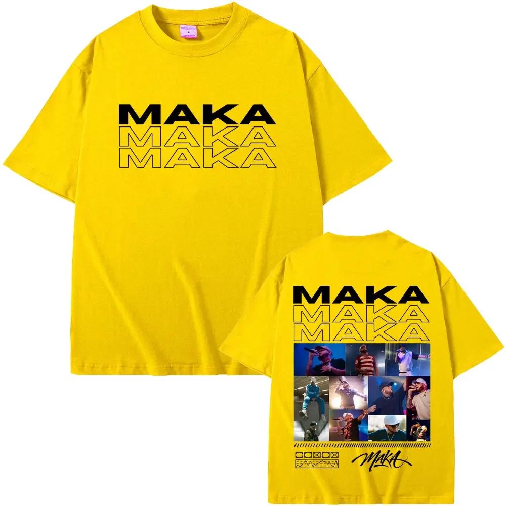 Rapper Maka Double Sided Print Tshirt Aura Tour Unisex Wounisex Hip Hop Fashion Pop Music T Shirts Male Casual Black Vintage T Shirt