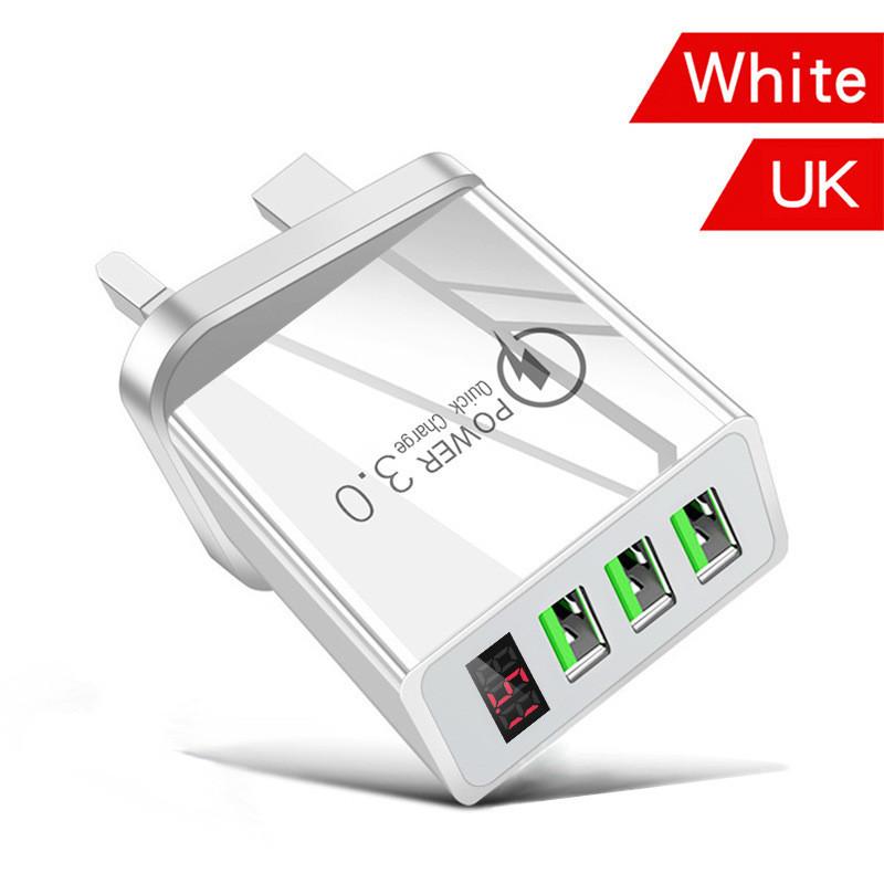 3usb Digital Display Fast Charger 5v3a Multi-function Adapter Travel Charger