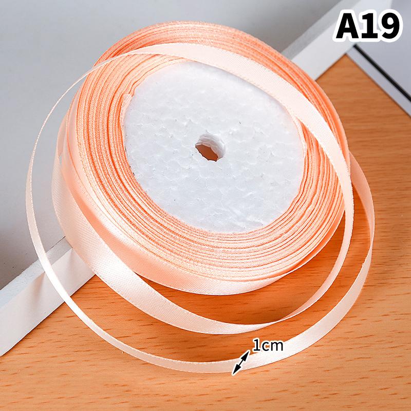 1Cm (25 Yards/Roll) Satin Flat Ribbon Roll Gift Flower Bouquet Packaging Wedding Birthday Ribbon Making Diy