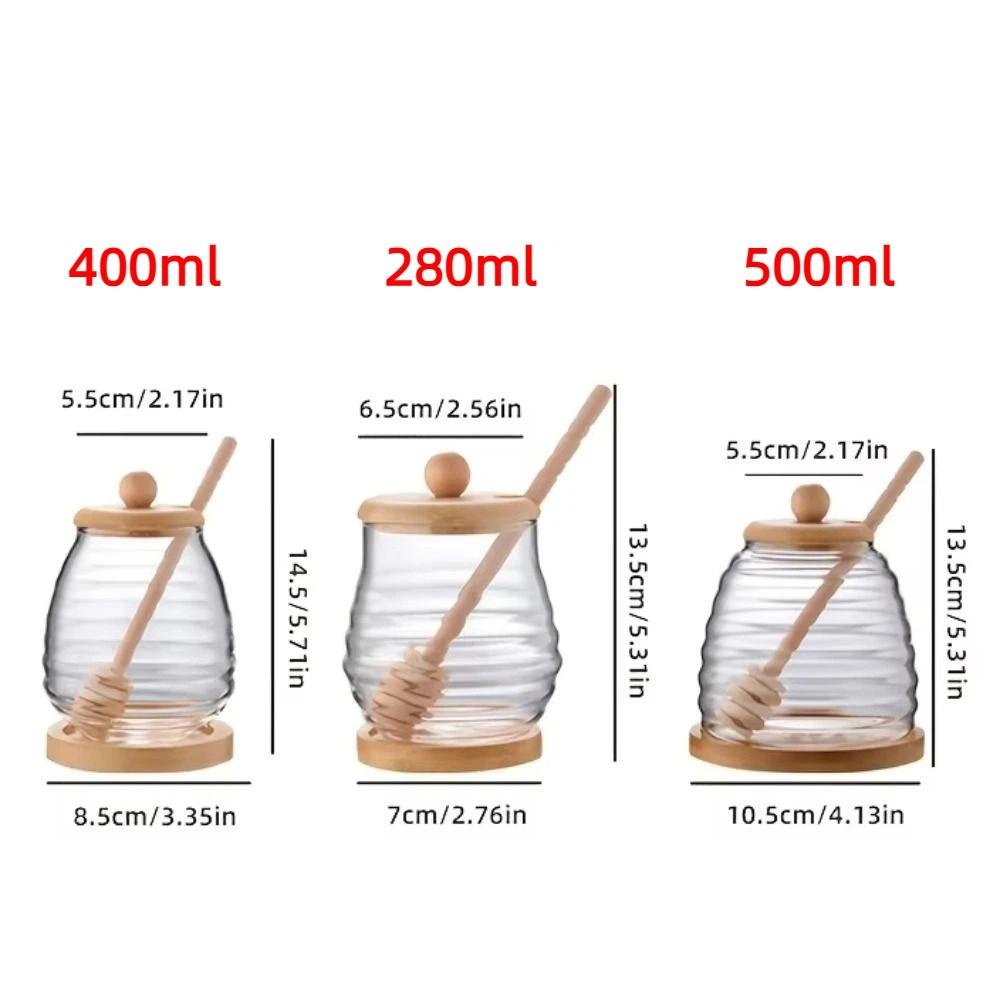 Transparent Glass Honeycomb Tank with Dipper and Lid Large Capacity Honey Storage Container Elegant Easy To Clean Honey Bottle