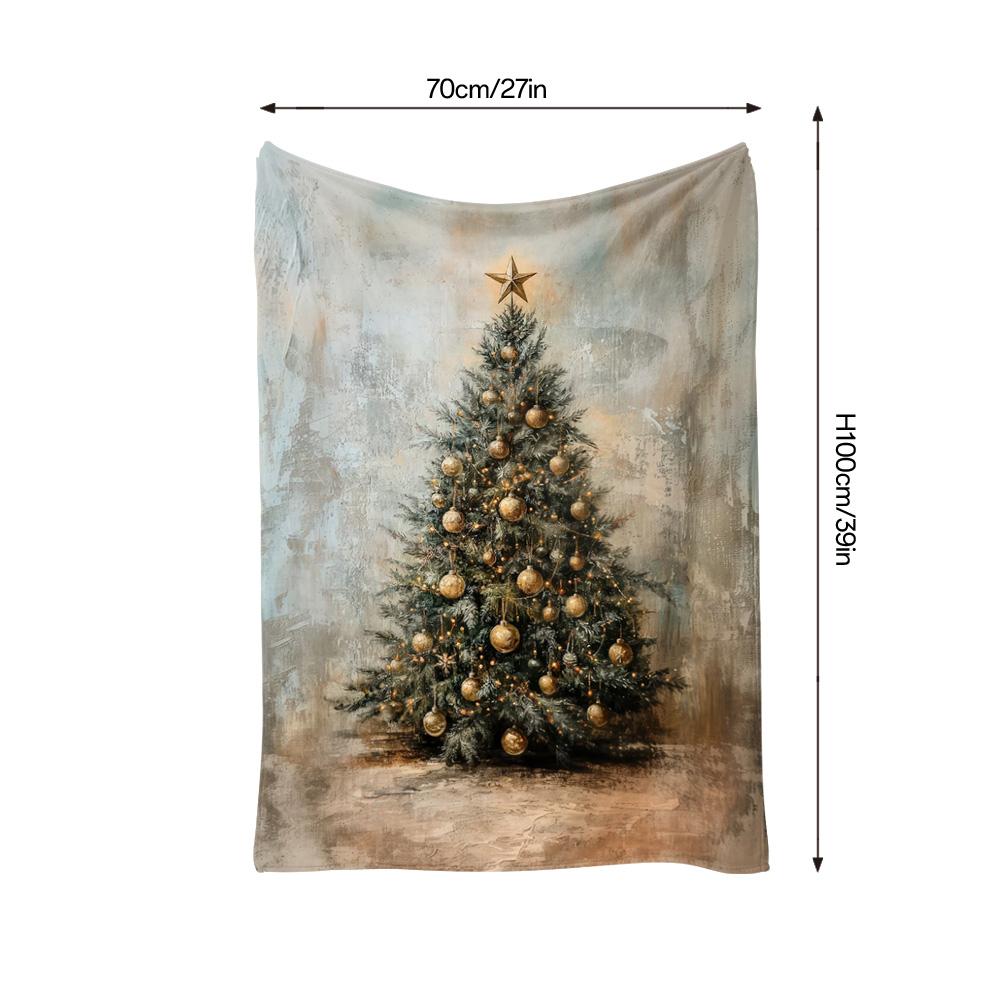 Tuniu Cozy Christmas Tree Fleece Blanket Soft Warm Throw Blanket for Sofa Bed Bedroom Living Room Decor