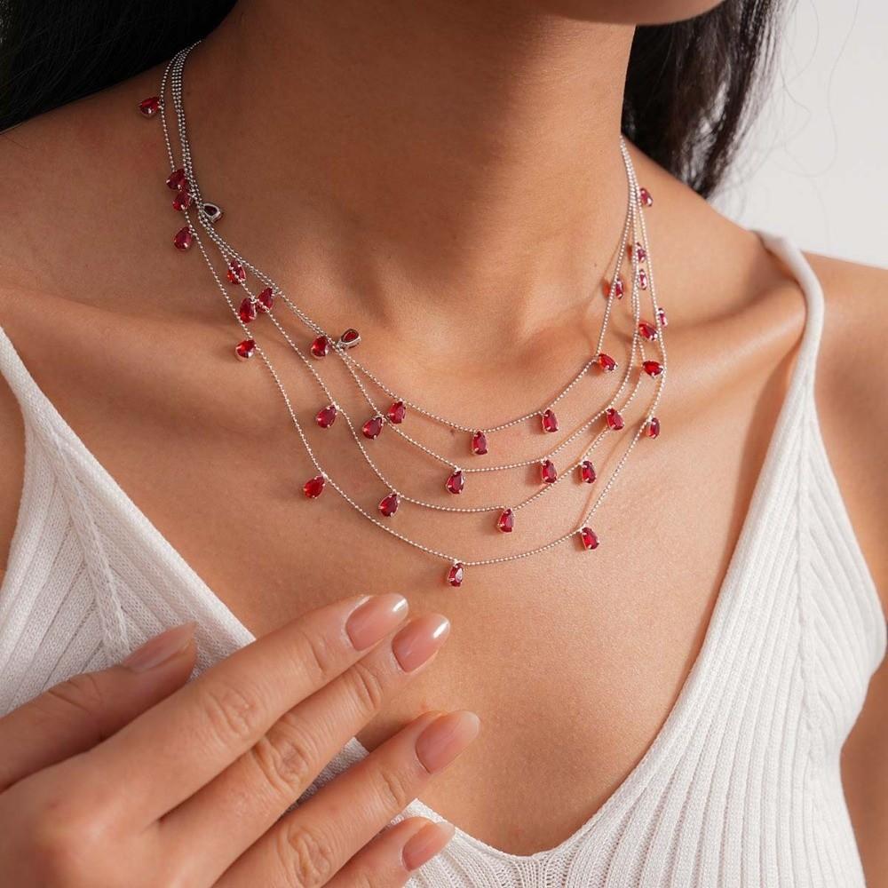 Multi Layer Water Drop Shining Choker Light Luxury Rhinestone Jewelry Banquet