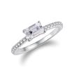 S925 Sterling Silver Simulated Diamond Sugar Cube Ring - Minimalist Luxury for Women